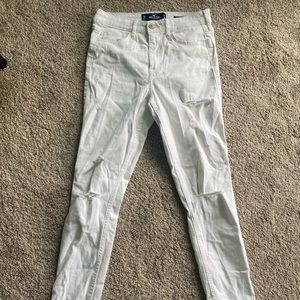 Hollister ripped white skinny jeans